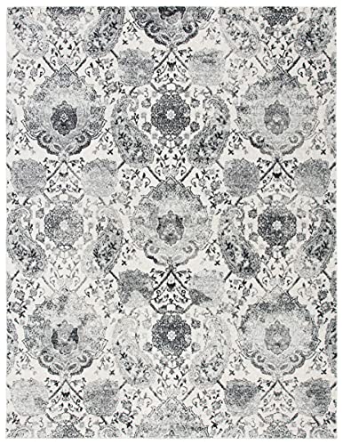 SAFAVIEH Madison Collection MAD600D Boho Chic Glam Paisley Non-Shedding Living Room Bedroom Dining Home Office Area Rug, 9' x 12', Cream / Silver