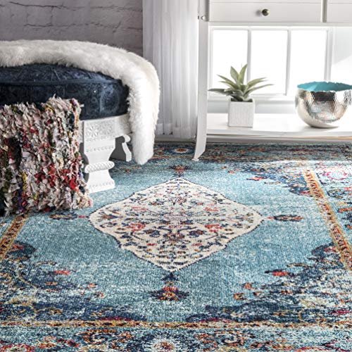 nuLOOM Veronica Vintage Distressed Area Rug, 7' 10" x 11', Aqua