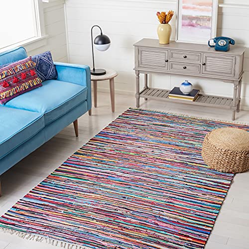 Safavieh Rag Rug Collection RAR128G Handmade Boho Stripe Cotton Area Rug, 8' x 10', Multi