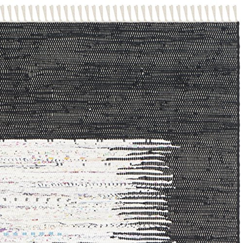 Safavieh Montauk Collection MTK711H Handmade Flatweave Ivory and Black Cotton Area Rug (8' x 10')