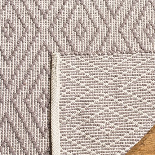 Safavieh Montauk Collection MTK811A Handmade Flatweave Grey and Ivory Cotton Area Rug (10' x 14')