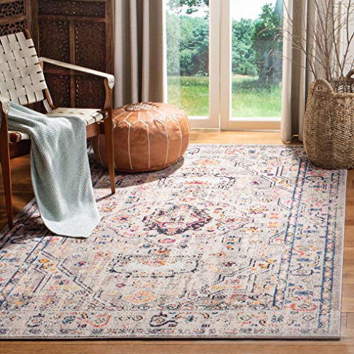 Safavieh Madison Collection MAD468F Vintage Medallion Distressed Area Rug, 9' x 12', Grey/Blue