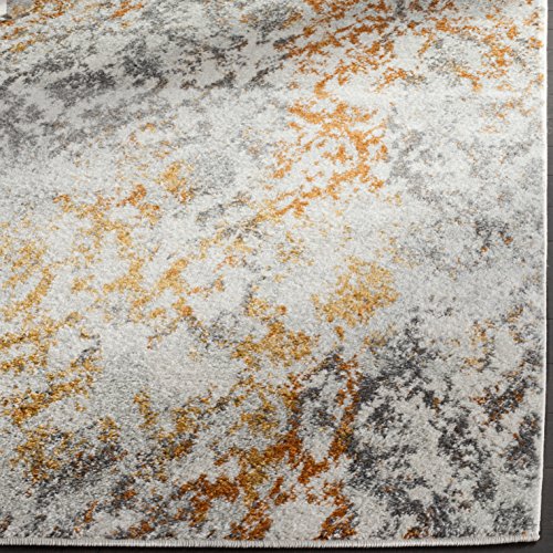 SAFAVIEH Madison Collection MAD608K Boho Chic Distressed Non-Shedding Living Room Bedroom Dining Home Office Area Rug, 6'7" x 9'2", Cream / Orange