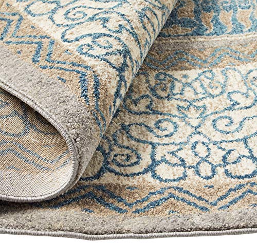 Safavieh Area Rug, 9' Round, Light Grey/Blue