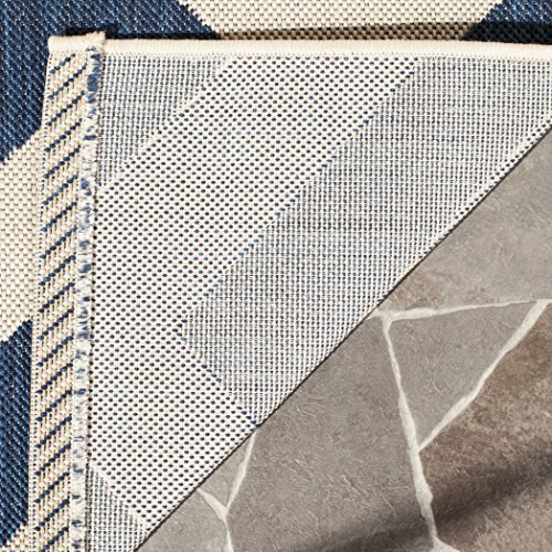 Safavieh Courtyard Collection CY6244 Chevron Indoor/ Outdoor Non-Shedding Stain Resistant Patio Backyard Area Rug, 8' x 11', Navy / Beige