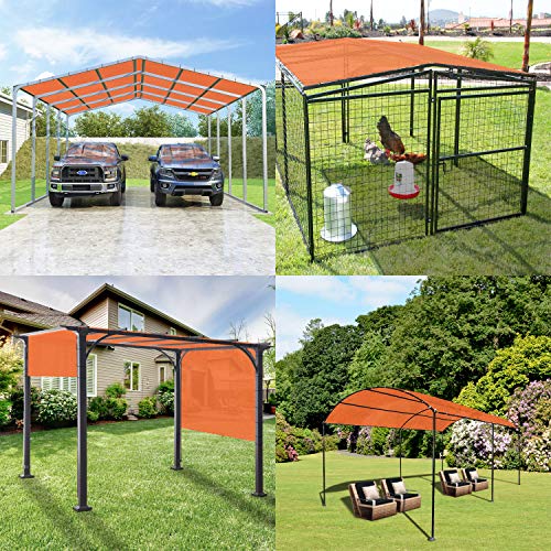 Windscreen4less Straight Edge Sun Shade Sail,Rectangle Outdoor Shade Cloth Pergola Cover UV Block Fabric 180GSM - Custom Size Orange 16' X 23'