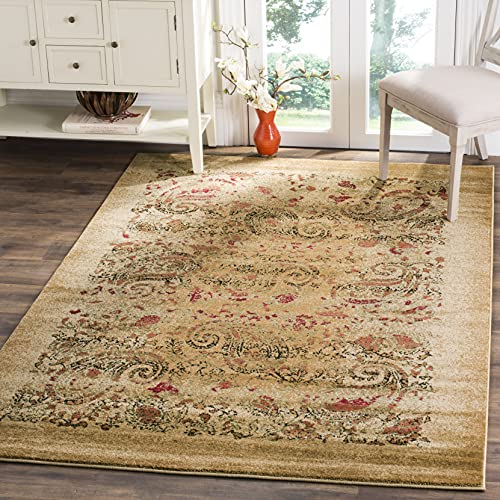 SAFAVIEH Lyndhurst Collection LNH224A Traditional Paisley Non-Shedding Living Room Bedroom Dining Home Office Area Rug, 7' x 7' Square, Beige / Multi