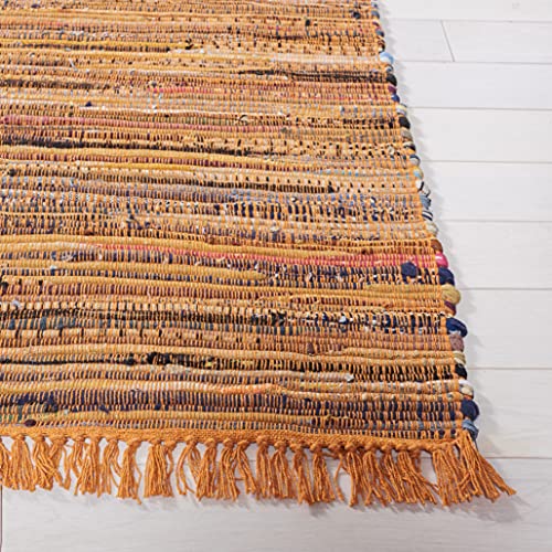 Safavieh Rag Rug Collection RAR127N Handmade Boho Stripe Cotton Area Rug, 8' x 10', Gold / Multi