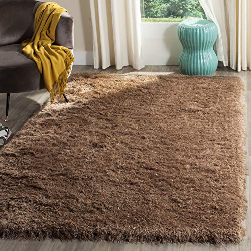 Safavieh Venice Shag Collection SG256T Handmade Glam 3-inch Extra Thick Area Rug, 8' x 10', Taupe