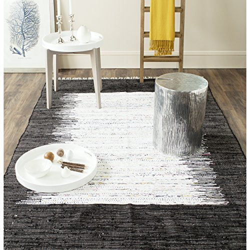 Safavieh Montauk Collection MTK711H Handmade Flatweave Ivory and Black Cotton Area Rug (8' x 10')