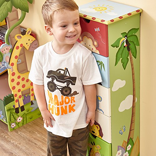 Fantasy Fields - Sunny Safari Animals Durable Wooden Hand Crafted Kids Storage Cabinet with 5 Drawers - Blue