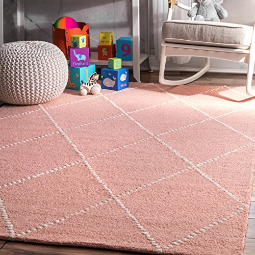 nuLOOM Dotted Diamond Trellis Wool Rug, 5' x 8', Light Grey