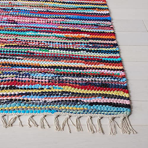 Safavieh Rag Rug Collection RAR128G Handmade Boho Stripe Cotton Area Rug, 8' x 10', Multi