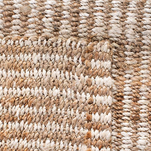 Safavieh Natural Fiber Collection NF734A Handmade Farmhouse Stripe Premium Jute Area Rug, 5' x 8', Ivory