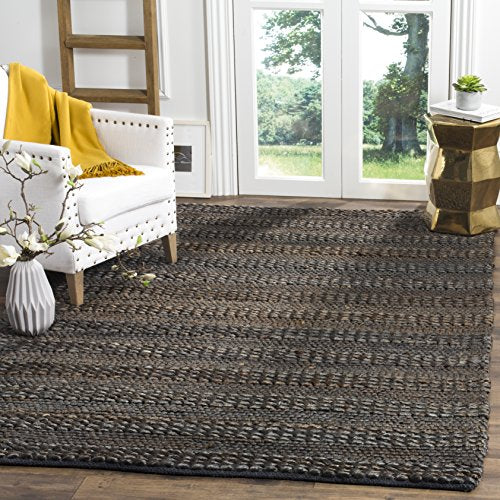 Safavieh Natural Fiber Collection NF212C Hand-woven Jute Area Rug, 9' x 12', Charcoal