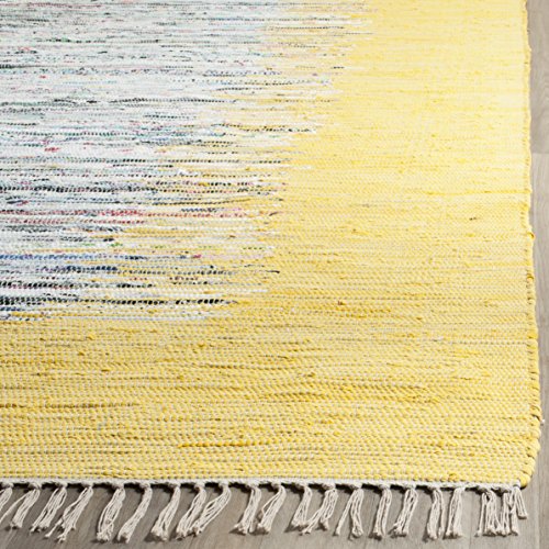 Safavieh Montauk Collection MTK711Q Handmade Flatweave Ivory and Yellow Cotton Area Rug (9' x 12')