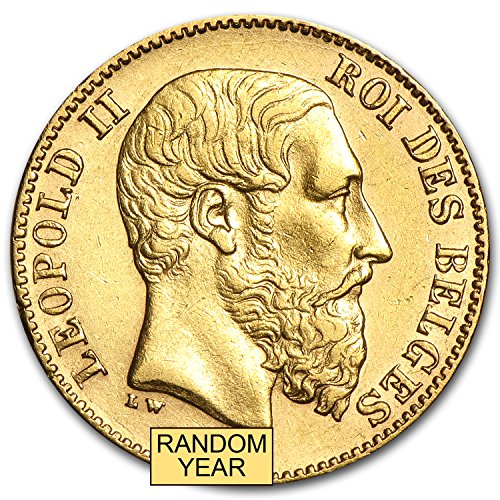 1867 BE - 1914 Belgium Gold 20 Francs Leopold II Avg Circ (Random) Gold Very Good