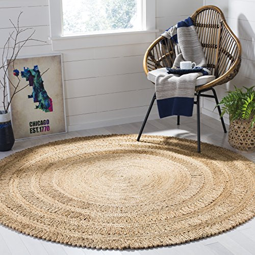 Safavieh Natural Fiber Collection NF356A Hand-woven Jute Area Rug, 8' Round, Natural