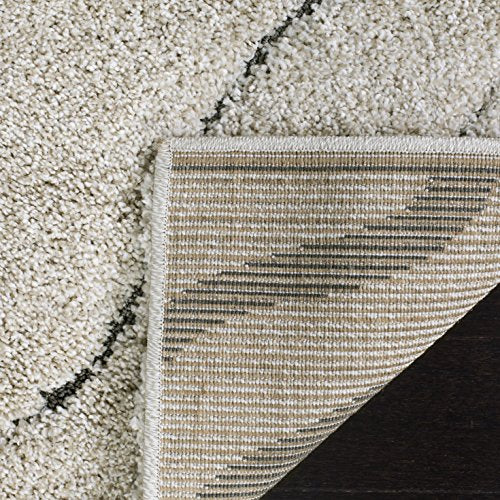 SAFAVIEH Florida Shag Collection SG472 Abstract Wave Non-Shedding Living Room Bedroom Dining Room Entryway Plush 1.2-inch Thick Area Rug, 5'3" x 7'6", Cream / Grey