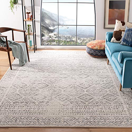 SAFAVIEH Tulum Collection TUL264A Moroccan Boho Distressed Non-Shedding Living Room Bedroom Dining Home Office Area Rug, 8' x 10', Ivory / Grey