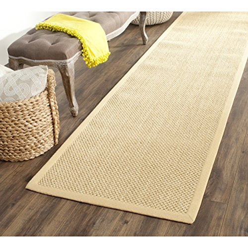 Safavieh Natural Fiber Collection NF443A Border Sisal Runner, 2'6" x 18' , Maize / Wheat