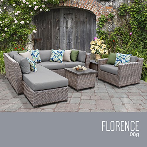 TK Classics FLORENCE-08g 8 Piece Outdoor Wicker Patio Furniture Set