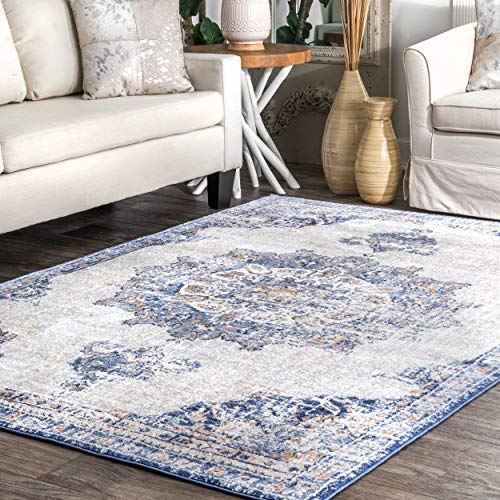 nuLOOM Leola Tabitha Medallion Vintage Area Rug, 6' 7" x 9', Beige