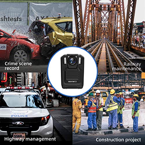 1296P Body Camera for Law Enforcement, Wandwoo Police Camera with 128GB Memory Infrared Night Vision Wide Angle IP66 Waterproof Photo Video Audio Recorder 2inch Display for Law Enforcement