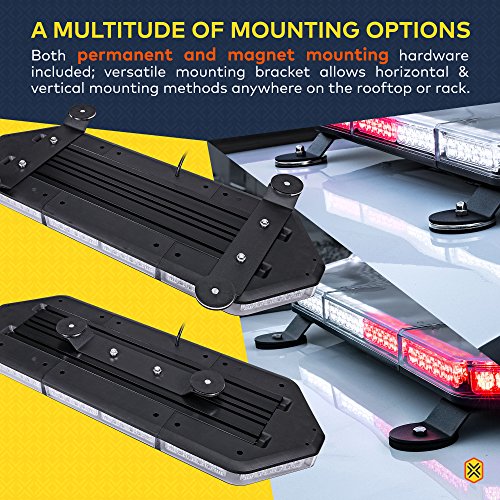LAMPHUS NanoFlare NFMB80 26" 80W White LED Strobe Mini Light Bar [SAE Class 1] [63 Flash Modes] [12ft Cord] [Magnet or Permanent] Clear Flashing Emergency Warning Light Bar for Truck Vehicles