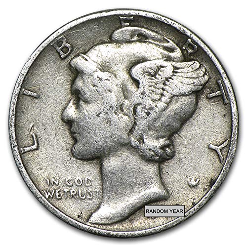 1916-1945 90% Silver Mercury Dime 50-Coin Roll Avg Circ Dime Very Good