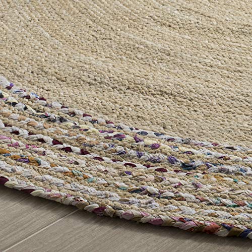 Safavieh Cape Cod Collection CAP207B Handmade Braided Jute Area Rug, 7' x 7' Round, Ivory / Light Beige