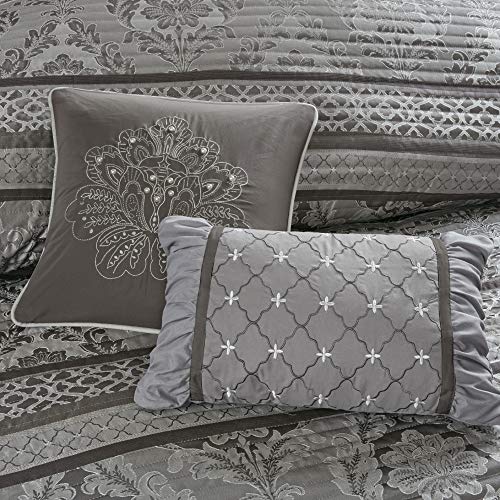 Madison Park Bellagio Coverlet Set, King/Cal King, Grey