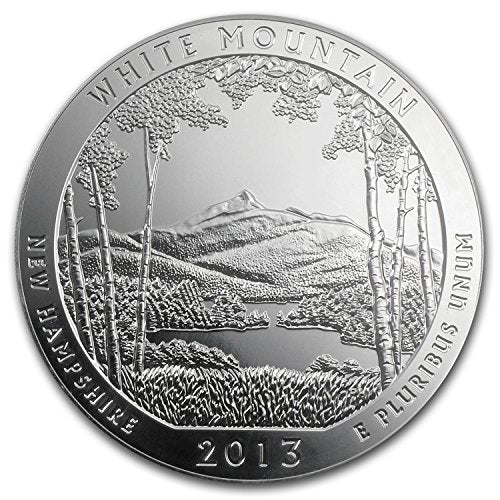 2013 5 oz Silver ATB White Mountain National Park, NH Silver Brilliant Uncirculated