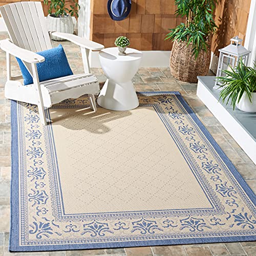 Safavieh Courtyard Collection CY0901 Indoor/ Outdoor Non-Shedding Stain Resistant Patio Backyard Area Rug, 8' x 11', Natural / Blue