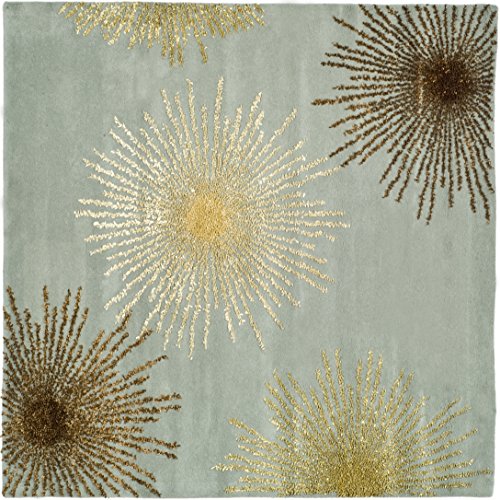 Safavieh Soho Collection SOH712C Handmade Fireworks Light Blue and Multicolored Premium Wool Square Area Rug (6' Square)