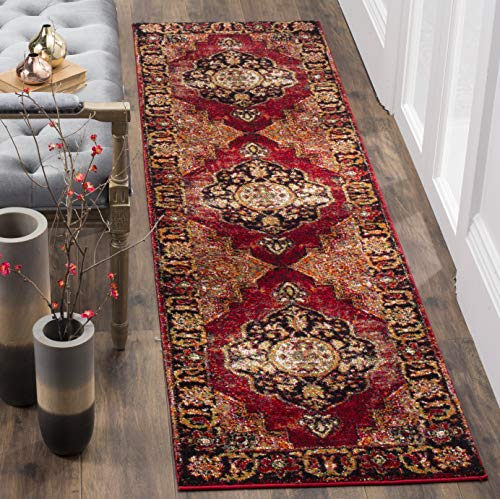 SAFAVIEH Vintage Hamadan Collection VTH219A Oriental Traditional Persian Non-Shedding Living Room Bedroom Runner, 2'3" x 22' , Red / Multi