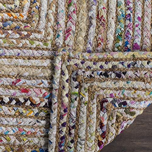 Safavieh Cape Cod Collection CAP202B Handmade Boho Braided Jute & Cotton Area Rug, 6' x 9', Beige / Multi