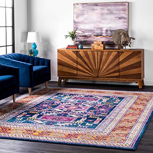 nuLOOM Tribal Area Rug, 6' 7" x 9', Navy