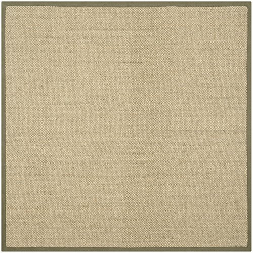 Safavieh Natural Fiber Collection NF443C Tiger Eye Natural and Green Sisal Square Area Rug (8' Square)