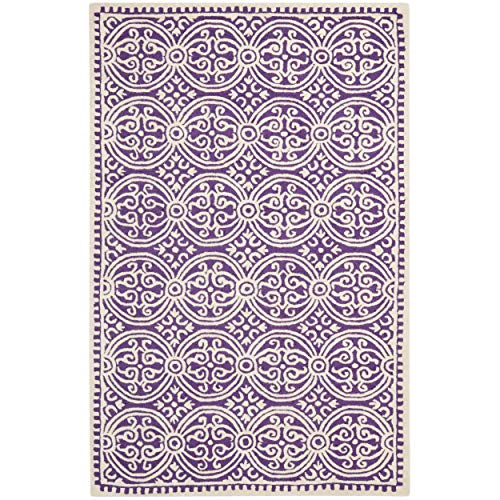 Safavieh Cambridge Collection CAM123K Handmade Moroccan Wool Area Rug, 5' x 8', Purple/Ivory