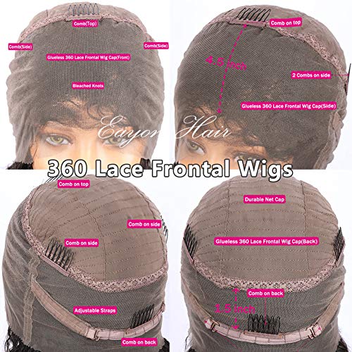 Eayon 360 Lace Frontal Wigs Natural Straight Brazilian Remy Human Hair Lace Wigs with Baby Hair for Women 22inch Natural Color 150% Density