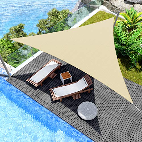 23' x 23' x 23' Sun Shade Sail UV Block Fabric Canopy in Beige Sand Triangle for Patio Garden Patio Customized Sizes