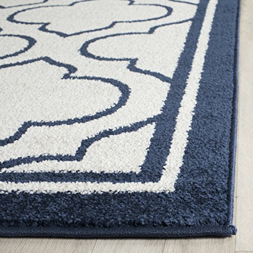 Safavieh Amherst Collection AMT412M Moroccan Geometric Area Rug, 9' x 12', Ivory/Navy