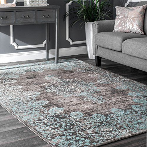 nuLOOM Corene Lacy Vintage Floral Area Rug, 8' x 10', Teal