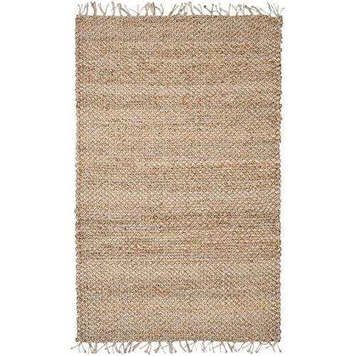 Safavieh Natural Fiber Collection NF733A Handmade Farmhouse Fringe Premium Jute Area Rug, 6' x 9', Natural