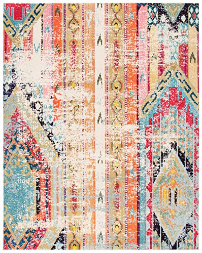 SAFAVIEH Madison Collection 12' x 15' Blue/Orange MAD422F Boho Chic Tribal Distressed Non-Shedding Living Room Bedroom Dining Home Office Area Rug