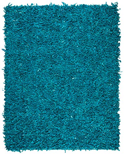 Safavieh Leather Shag Collection LSG511L Hand Woven Light Blue Leather Area Rug (6' x 9')