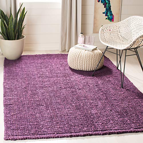 Safavieh Natural Fiber Collection NF447B Handmade Chunky Textured Premium Jute 0.75-inch Thick Area Rug, 5' x 8', Purple