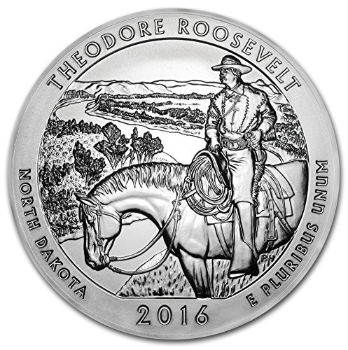 2016 5 oz Silver ATB Theodore Roosevelt National Park, ND Silver Brilliant Uncirculated