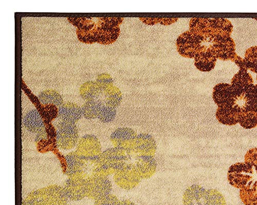 RugStylesOnline Custom Size Runner Flower Blossom Scroll Floral Design Roll Runner 26 Inch Wide x Your Length Size Choice Slip Skid Resistant Rubber Back (Cream Multi Color, 42 ft x 26 in)